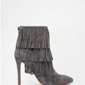 Steve Madden Gray Fringe Ankle Booties